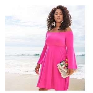 NWOT! Torrid Bright Pink Jersey Skater Mini Dress